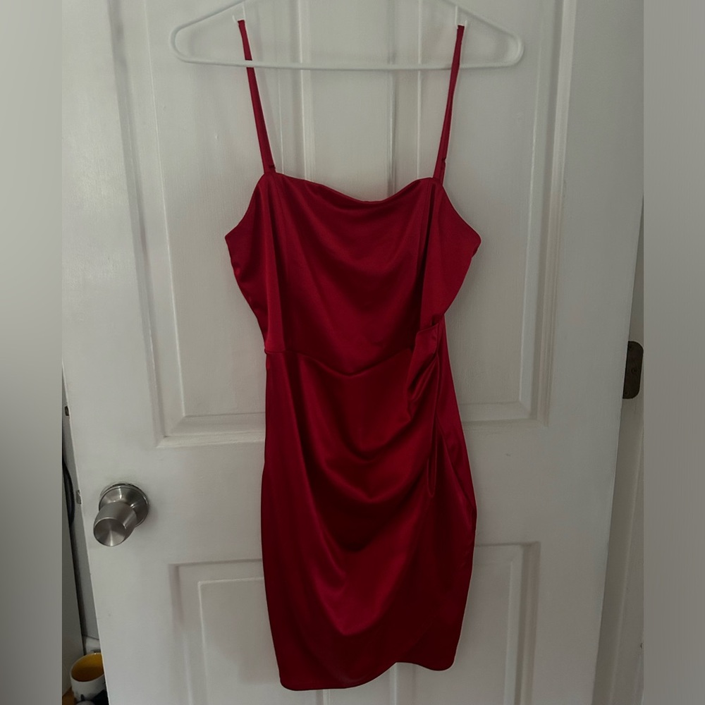 Red mini silk dress